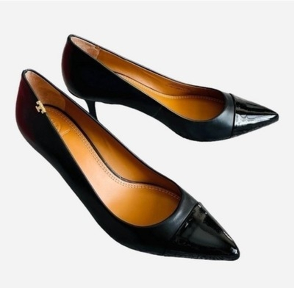 Tory Burch Penelope 65MM Black Leather Pumps Women’s Size 5.5 Made in Italy - Picture 4 of 7